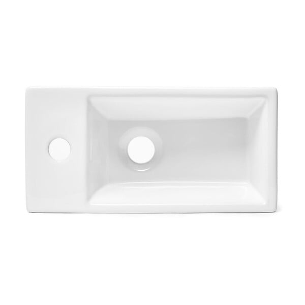 SWISS AQUA TECHNOLOGIES - Swiss Aqua Technologies Brevis Lave-mains suspendu avec trou pour robinetterie à gauche, 40,5x20,5x10,5cm (SATBRE4020SL) - large
