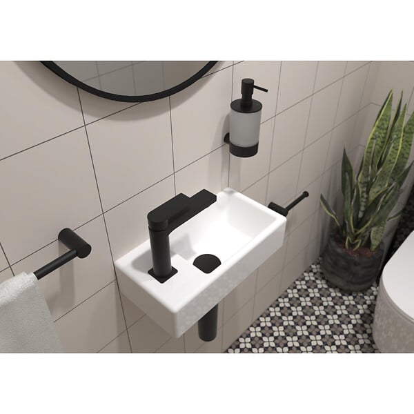 SWISS AQUA TECHNOLOGIES - Swiss Aqua Technologies Brevis Lave-mains suspendu avec trou pour robinetterie à gauche, 40,5x20,5x10,5cm (SATBRE4020SL) - large