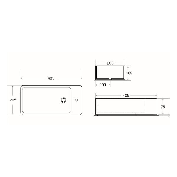 SWISS AQUA TECHNOLOGIES - Swiss Aqua Technologies Brevis Lave-mains suspendu avec trou pour robinetterie à gauche, 40,5x20,5x10,5cm (SATBRE4020SL) - large