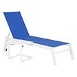 HAPPY GARDEN - Set bain de soleil et table d'appoint BARBADOS en textilène bleu - aluminium blanc - vignette