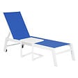 HAPPY GARDEN - Set bain de soleil et table d'appoint BARBADOS en textilène bleu - aluminium blanc - vignette