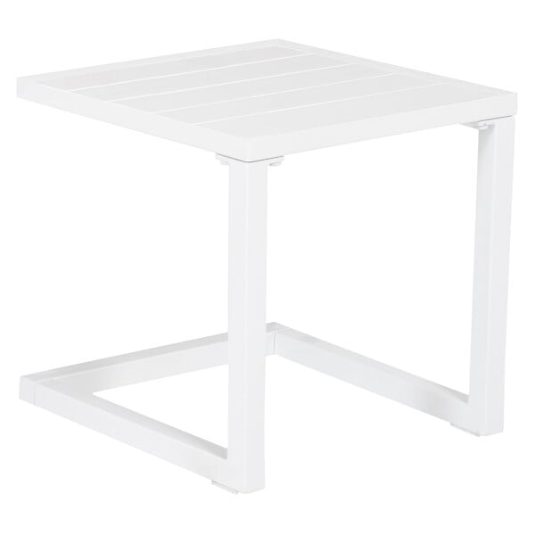 HAPPY GARDEN - Set bain de soleil et table d'appoint BARBADOS en textilène bleu - aluminium blanc - large