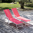 HAPPY GARDEN - Lot de 2 bains de soleil SARDINIA en textilène rose - structure blanche - vignette