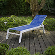 HAPPY GARDEN - Bain de soleil BARBADOS en textilène bleu - aluminium blanc - vignette