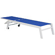 HAPPY GARDEN - Bain de soleil BARBADOS en textilène bleu - aluminium blanc - vignette