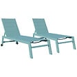 HAPPY GARDEN - Lot de 2 bains de soleil BARBADOS en textilène bleu clair - aluminium bleu clair - vignette
