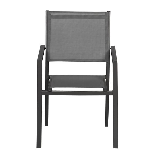 HAPPY GARDEN - Lot de 10 chaises en aluminium anthracite - textilène gris - large