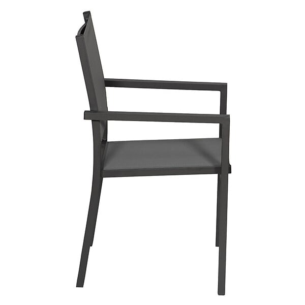 HAPPY GARDEN - Lot de 10 chaises en aluminium anthracite - textilène gris - large