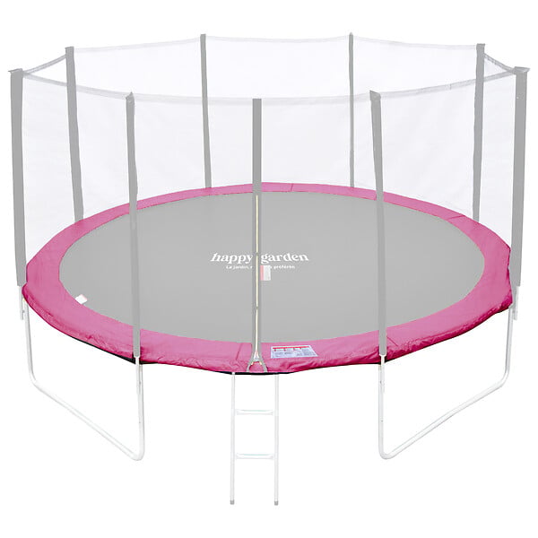 HAPPY GARDEN - Matelas de protection réversible pour trampoline Ø370cm PERTH - gris/rose - large