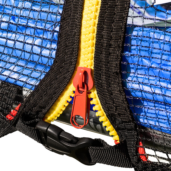 HAPPY GARDEN - Pack Premium Trampoline 305cm réversible bleu / vert ADELAÏDE + filet, échelle, bâche et kit d'ancrage - large
