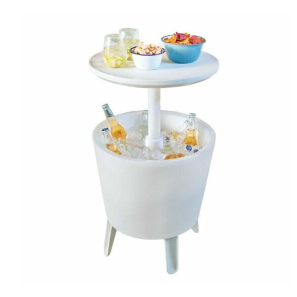 KETER - Keter Cool bar lumineux Glacière lumineuse LED, avec table rétractable, 57x 50 x 50 cm, blanc (231366) - large