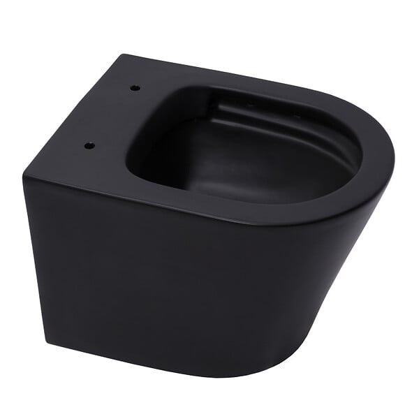 GEBERIT - Pack WC Bati-support Geberit + WC sans bride Swiss Aqua Technologies + Abattant frein de chute + plaque Delta 50 noire mat - large