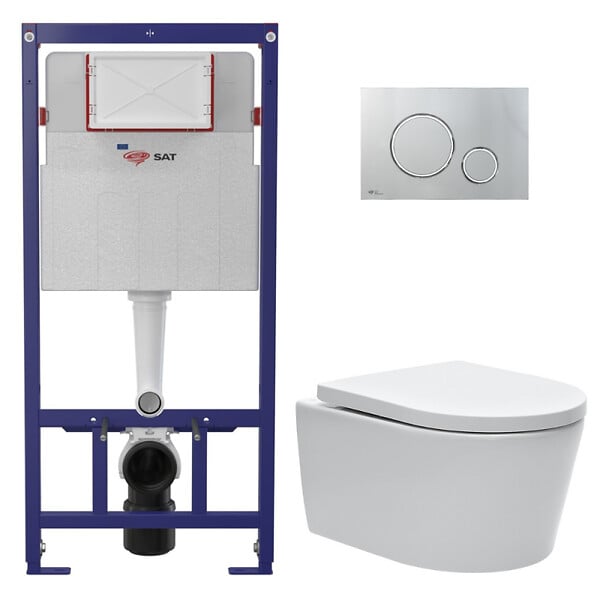 SWISS AQUA TECHNOLOGIES - Pack WC bâti ECO 2L Swiss Aqua Technologies + WC suspendu Swiss Aqua Technologies + plaque chrome brillant (STESTBRWR05-FR) - large