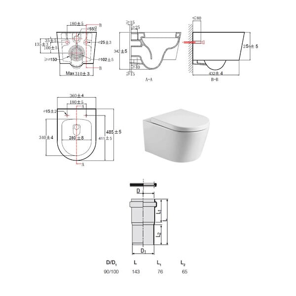 SWISS AQUA TECHNOLOGIES - Pack WC bâti ECO 2L Swiss Aqua Technologies + WC suspendu Swiss Aqua Technologies + plaque chrome brillant (STESTBRWR05-FR) - large