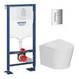 GROHE - Pack WC bâti-support autoportant Solido 1.13 M + WC sans bride Ceramia + abattant SoftClose + plaque chrome (AUTOPORTANT-CETOR1) - vignette