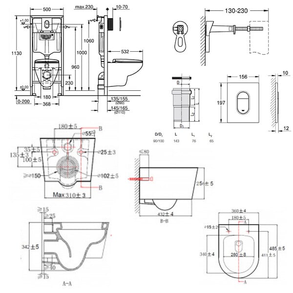 GROHE - Pack WC Bâti-support Rapid SL + WC sans bride SAT, fixations invisibles + Plaque chrome (ARENABLSAT) - large