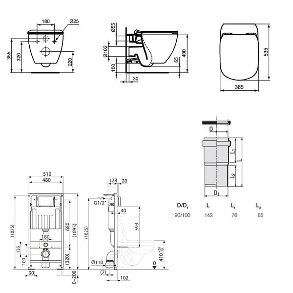 VILLEROY & BOCH - Pack WC Bâti-support + WC sans bride TESI AquaBlade + Abattant slim softclose + Plaque blanche ViConnectTesi2SET - large