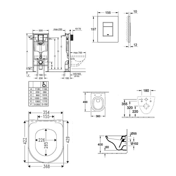 GROHE - Grohe SOLIDO Pack Bâti-support + Cuvette suspendue + Abattant + Plaque chrome (AUTOPORTANT-O.NOVO49-1) - large