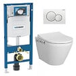 GEBERIT - Pack WC Bati-support Geberit + WC Vitra Integra fixations invisibles + Abattant softclose + Plaque blanche (GebIntegraRimless-B) - vignette