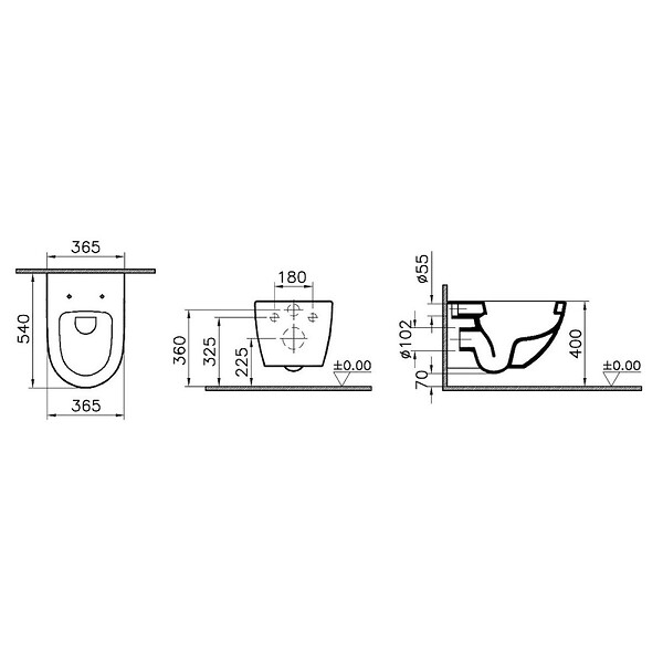 VITRA - Vitra  SENTO Cuvette RIM-EX (sans bride) et abattant ultra-fin avec frein de chute (7748B003-0075 + 120-003R009) - large