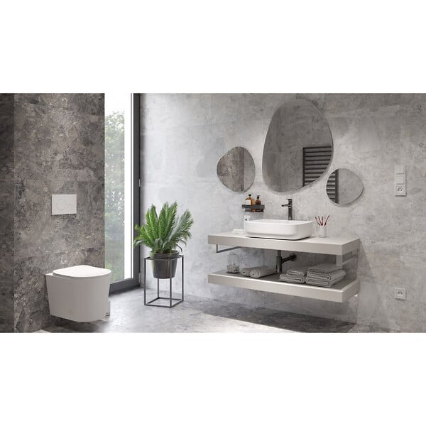 SWISS AQUA TECHNOLOGIES - Swiss Aqua Technologies Infinitio WC suspendu sans bride fixations invisibles, Abattant frein de chute, Blanc mat SATINF010RREXPWM - large