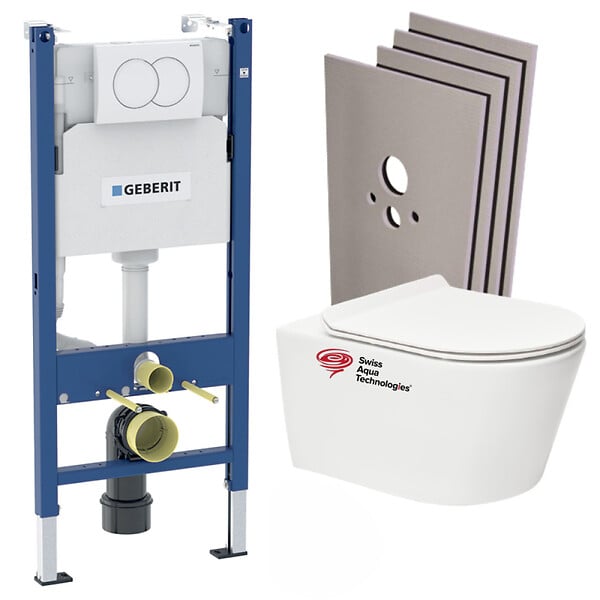 GEBERIT - Pack Bati-support Geberit + WC sans bride Swiss Aqua Technologies + plaque (BREVISGEB3-SABO) - large