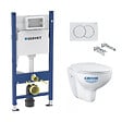 GEBERIT - Pack WC Bati-support Geberit Duofix + WC Grohe Bau Ceramic + Abattant softclose + Plaque blanche (BauGeb3) - vignette