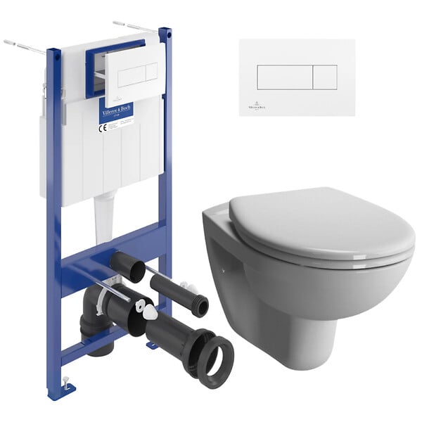 VILLEROY & BOCH - Pack WC Bâti-support Villeroy & Boch Viconnect + WC Vitra Normus + Abattant softclose + Plaque blanche - large