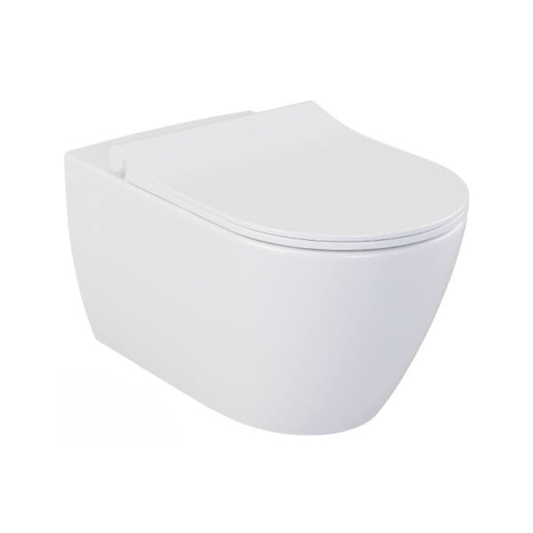 VILLEROY & BOCH - Pack WC Bâti-support Villeroy & Boch Viconnect + WC sans bride, fixations invisibles + Abattant frein de chute + Plaque Blanche - large