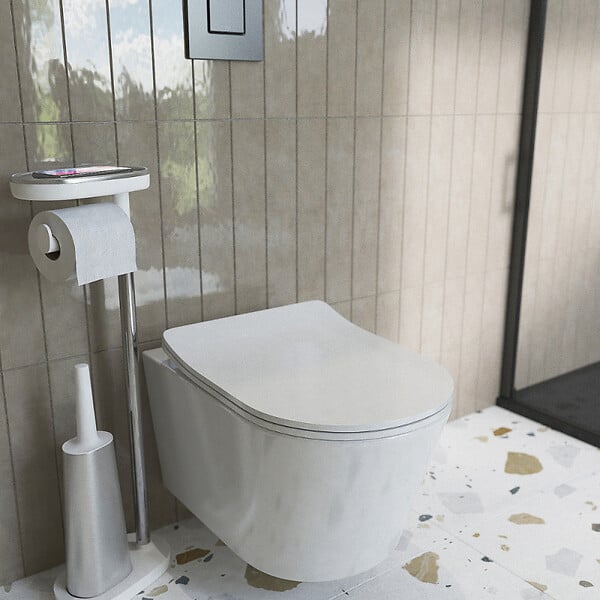 VITRA - Vitra  Pack WC Bâti-support V-Fix Core + WC sans bride SAT Brevis + Plaque Chrome brillant (V-FixBrevis-8) - large