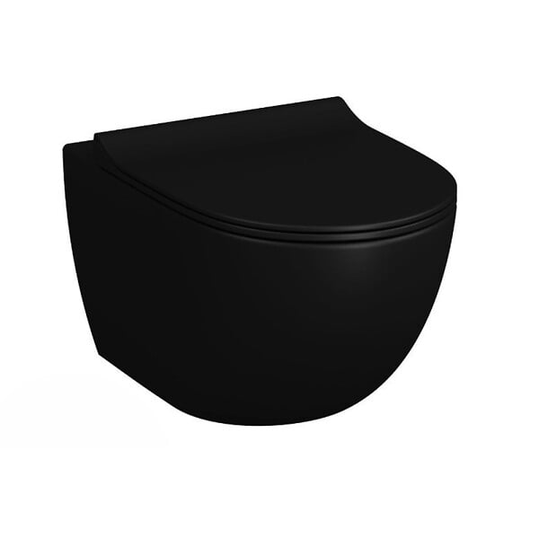 GROHE - Pack WC Bâti-support Rapid SL + WC SAT Infinitio 2.0, Noir mat + Abattant frein de chute + Plaque Chrome - large