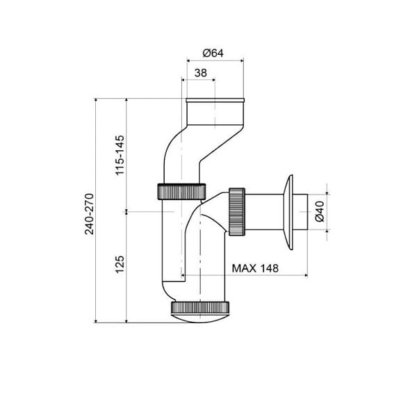SIKO - Siphon pour urinoir avec vidage de brassard 40mm, blanc (T2407) - large