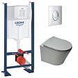 GROHE - Pack WC Bâti autoportant + WC suspendu Swiss Aqua Technologies GreyInfinitio sans bride + Abattant softclose + Plaque Chrome - vignette