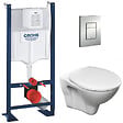 GROHE - Pack WC Bâti Autoportant Rapid SL + WC suspendu Jika Neo avec abattant + Plaque chrome (ProjectS-LinePro-1-SP) - vignette