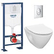 GROHE - Grohe Pack WC Bâti-support autoportant Solido + Cuvette sans bride Cersanit + Abattant SoftClose + Plaque chrome (AUTOPORTANTMILLE.2) - vignette