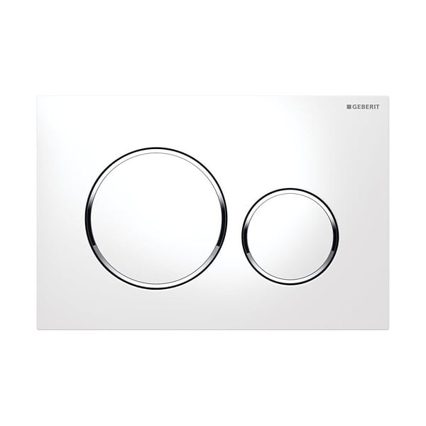 GEBERIT - Pack WC Bati-support Geberit + Cuvette suspendue Vitra S50 + Abattant frein de chute + Plaque  blanche et chrome - large