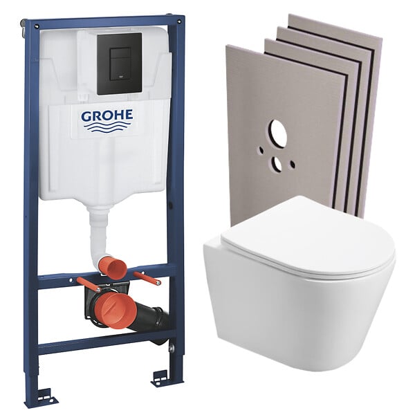 GROHE - Grohe Pack Bati-support+WC suspendu sans bride+abattant frein de chute+Set de montage (RapidSL-Infinitio-KF0-sabo) - large