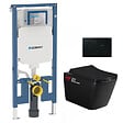 GEBERIT - Pack WC Bati-support Geberit + WC sans bride Swiss Aqua Technologies + abattant SoftClose + plaque noire (SLIMSBLINFIA) - vignette