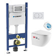 GEBERIT - Pack WC Bati-support Geberit Duofix + WC sans bride Swiss Aqua Technologies + Plaque de commande Delta01 Blanche (FusionTQGeb3) - vignette