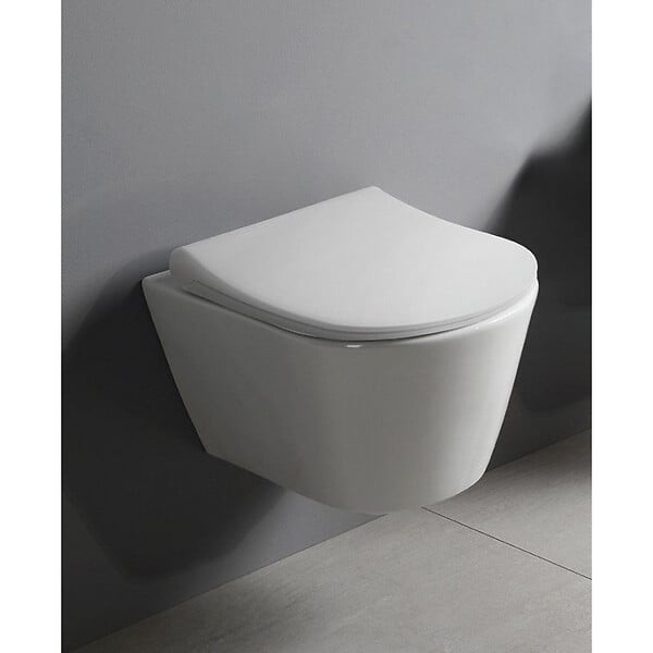 GEBERIT - Pack WC Bati-support Geberit Duofix + WC Lucco Avva sans bride + Abattant softclose + Plaque blanche (AvvaGeb1) - large