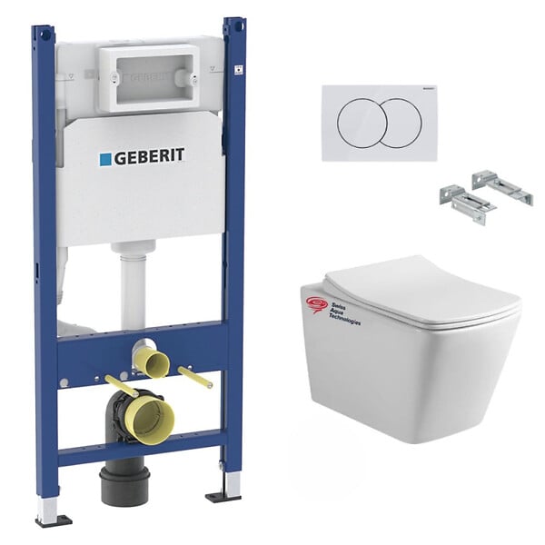 GEBERIT - Pack WC bati-support Geberit + WC sans bride Swiss Aqua Technologies + plaque (SINFIGEB3) - large