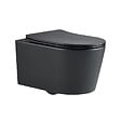 SWISS AQUA TECHNOLOGIES - Swiss Aqua Technologies WC suspendu sans bride et fixations invisibles + abattant frein de chute, Noir mat (BLACKSATRIMLESS-SP) - vignette
