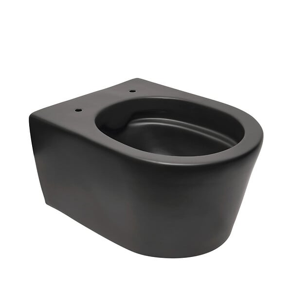 SWISS AQUA TECHNOLOGIES - Swiss Aqua Technologies WC suspendu sans bride et fixations invisibles + abattant frein de chute, Noir mat (BLACKSATRIMLESS-SP) - large