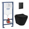 GROHE - Rapid SL Pack WC bâti-support + WC sans bride Vitra Integra + Abattant SoftClose + Plaque noir mat (RapidSL-BlackIntegra-KF0) - vignette