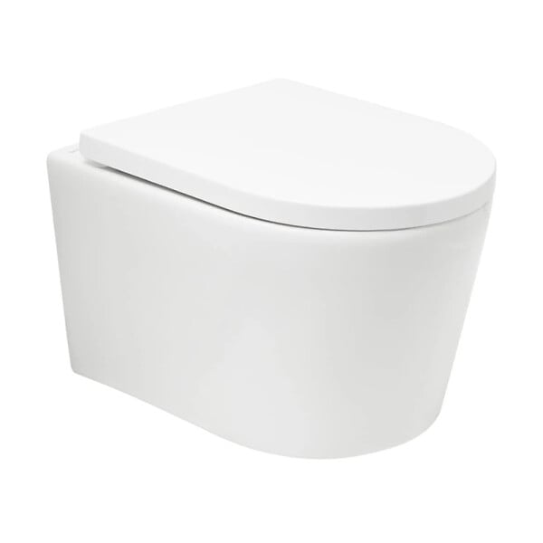 SWISS AQUA TECHNOLOGIES - Swiss Aqua Technologies Brevis WC suspendu sans bride avec abattant SoftClose, rinçage Vortex, fixations invisibles, blanc (SATBRE010RTORP) - large
