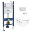 GEBERIT - Pack WC Bâti-support Geberit + WC sans bride Swiss Aqua Technologies + Abattant SoftClose + Plaque Blanche (ProjectGeb3) - vignette