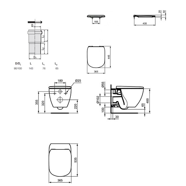 VILLEROY & BOCH - ViConnect Pro S Pack WC bâti-support Villeroy & boch + WC suspendu sans bride + abattant Softclose + plaque (VICONNECTTESI-2CH) - large