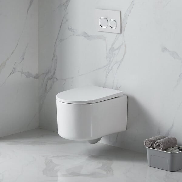 GROHE - Pack WC Bâti-support + WC sans bride Vortex SAT Delano + Abattant softclose + Plaque Chrome - large