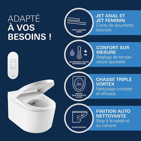 GROHE - Grohe Sensia WC lavant suspendu technologies SkinClean, blanc (G36507SH0) - large