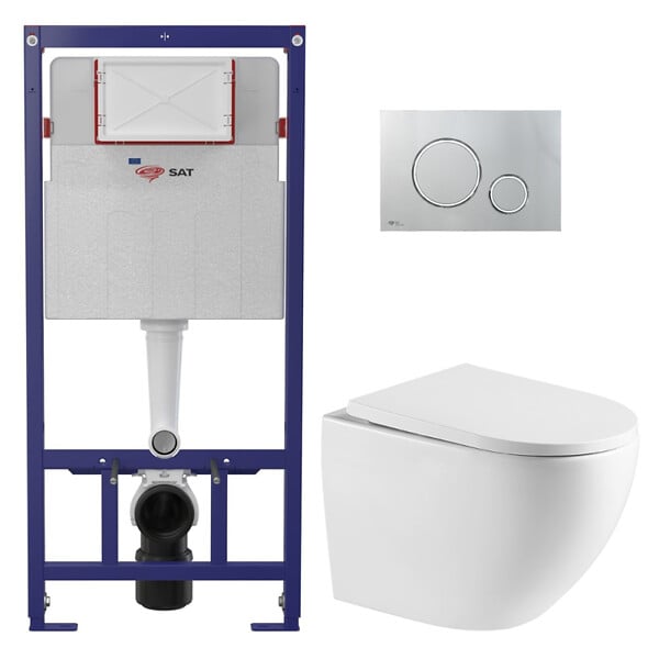 SWISS AQUA TECHNOLOGIES - Pack WC bâti ECO 2L Swiss Aqua Technologies + WC suspendu Swiss Aqua Technologies + plaque chrome brillant (STEST67WR05-FR) - large